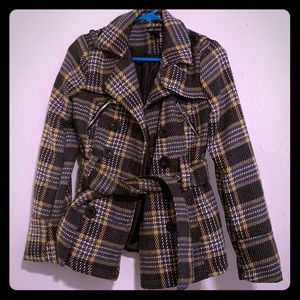 Cute black/white/gray/yellow French style pea coat